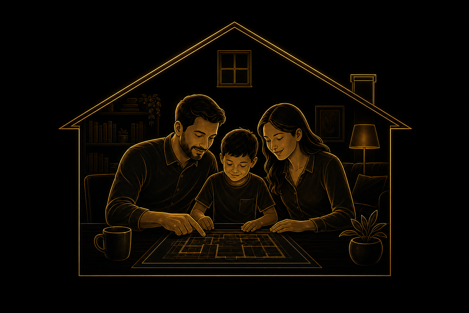 Família planejando o cuidado da casa