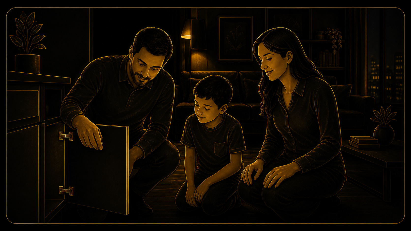 Família acompanhando um pequeno reparo